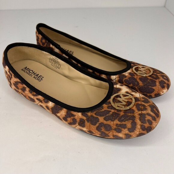 Michael Kors Womens Brown Faye Cheetah Calf Hair Slip-On Size 5 Ballet Flats - Picture 2 of 11
